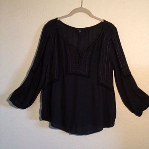 American Eagle- Black Blouse Peasant style
